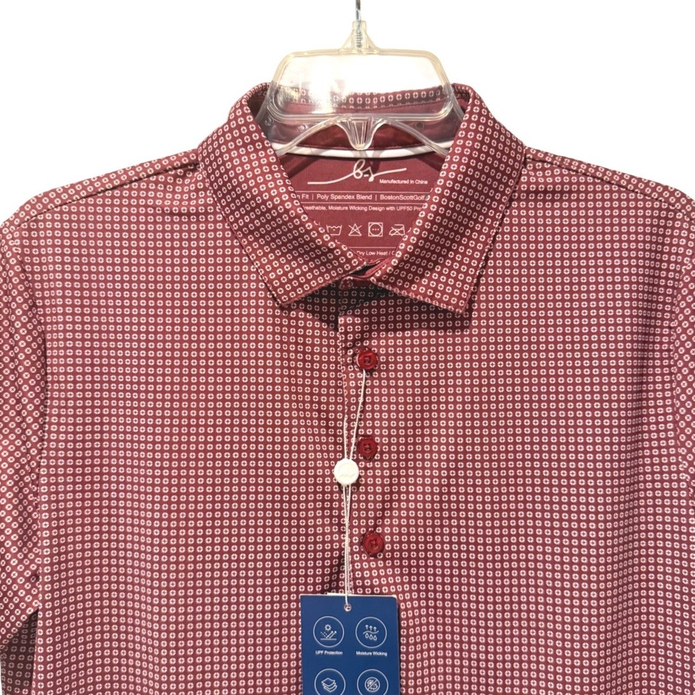 Boston Scott Golf Polo Shirt Small‎ Crimson Modern Fit UPF50 Mens Small NEW